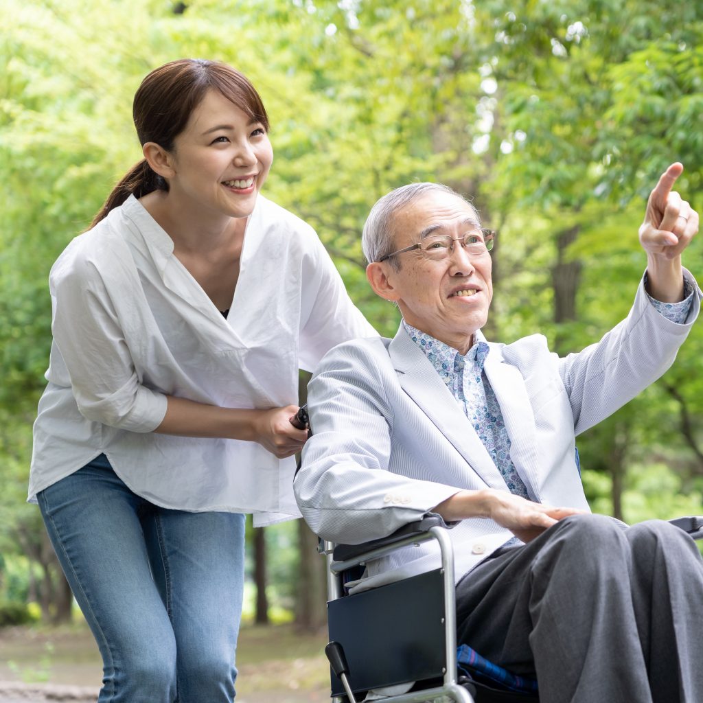 Asian Senior with daughter